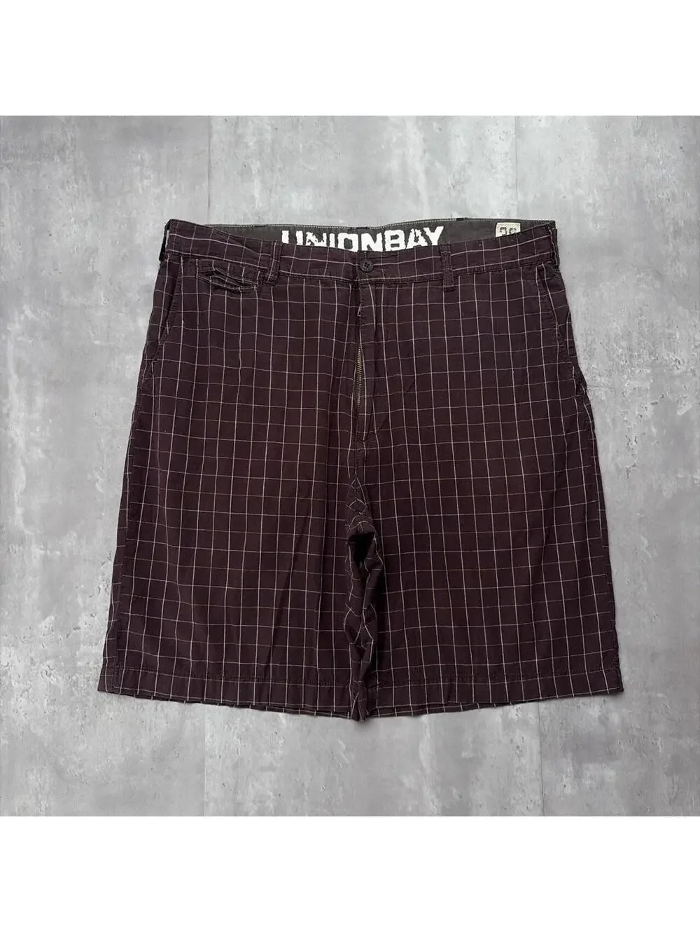 Y2K Brown Union Bay Grunge Gothic Plaid Baggy Skater Shorts